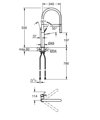 Grohe Essence Tek kumandalı eviye bataryası - 30294DL0 - 2