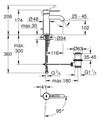 Grohe Essence Tek kumandalı lavabo bataryası
S-Boyut - 23591001 - 2