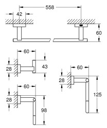 Grohe Essentials Cube 4'ü bir arada banyo aksesuar seti - 40778001 - 2