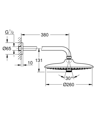 Grohe Euphoria 260 Tepe duşu seti 380 mm, 3 akışlı - 26458000 - 2