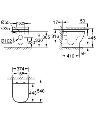 Grohe Euro Asma Klozet - 39554000 - 2