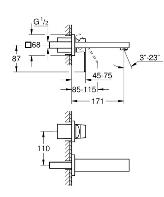 Grohe Eurocube 2 delikli lavabo bataryası
S-Boyut - 19895AL0 - 2