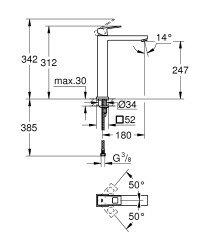 Grohe Eurocube Tek kumandalı lavabo bataryası
XL-Boyut - 23406DC0 - 2