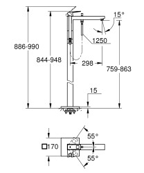 Grohe Eurocube Yerden küvet bataryası - 23672DC1 - 2