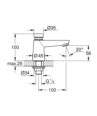 Grohe Euroeco Cosmopolitan T Zaman Ayarlı Tek Su Girişli Batarya - 36265000 - 2