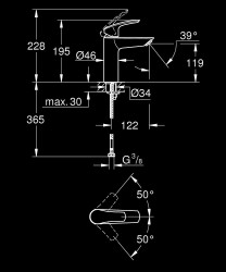 Grohe Eurosmart Lavabo Bataryası Mat Siyah - 233242433 - 2