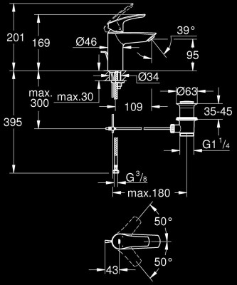 Grohe Eurosmart Lavabo Bataryası Mat Siyah - 332652433 - 2