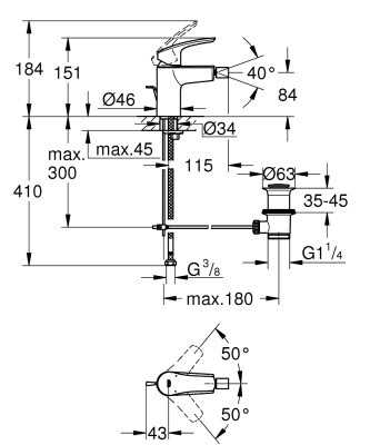 Grohe Eurosmart Tek kumandalı bide bataryası
S-Boyut - 32929003 - 2