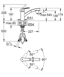 Grohe Eurosmart Tek kumandalı eviye bataryası - 30305001 - 2