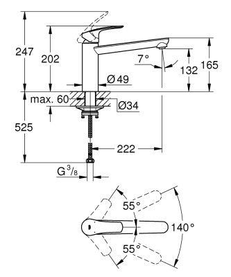 Grohe Eurosmart Tek kumandalı eviye bataryası - 30463DC0 - 2
