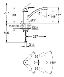 Grohe Eurosmart Tek kumandalı eviye bataryası - 3328130E - 2