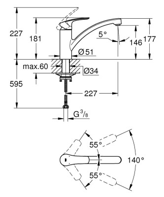 Grohe Eurosmart Tek kumandalı eviye bataryası - 33281DC3 - 2