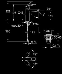 Grohe Eurosmart Tek kumandalı lavabo bataryası
M-Boyut - 23923003 - 2
