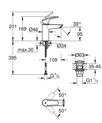 Grohe Eurosmart Tek kumandalı lavabo bataryası S-Boyut - 23922003 - 2
