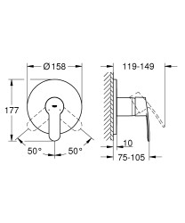 Grohe Eurostyle Cosmopolitan Ankastre duş bataryası - 24051002 - 2