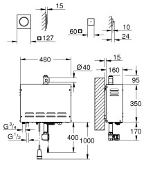 Grohe F-digital Deluxe Steam generator 9.9 kW with steam outlet and temperature sensor - 26829000 - 2