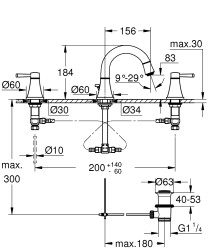 Grohe Grandera 3 delikli lavabo bataryası 1/2