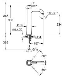 Grohe Grandera Tek kumandalı lavabo bataryası XL-Boyut - 24371000 - 2