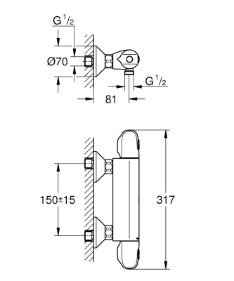 Grohe Grohtherm 1000 Termostatik duş bataryası - 34814003 - 2