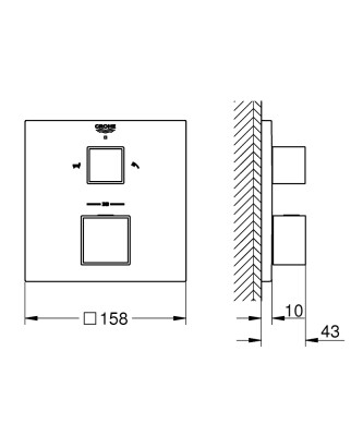 Grohe Grohtherm Cube Çift yönlü ankastre termostatik banyo bataryası - 24155AL0 - 2
