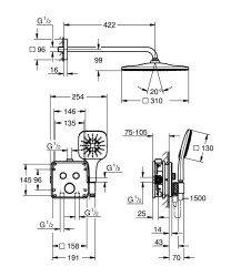 Grohe Grohtherm SmartControl Ankastre Termostatik Duş Seti - 34865KF0 - 2