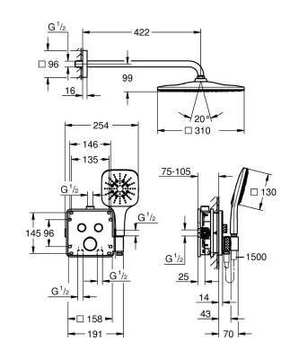 Grohe Grohtherm SmartControl Ankastre Termostatik Duş Seti - 34865KF0 - 2