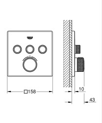 Grohe Grohtherm SmartControl Üç valfli akış kontrollü, ankastre termostatik duş bataryası - 29126DC0 - 2