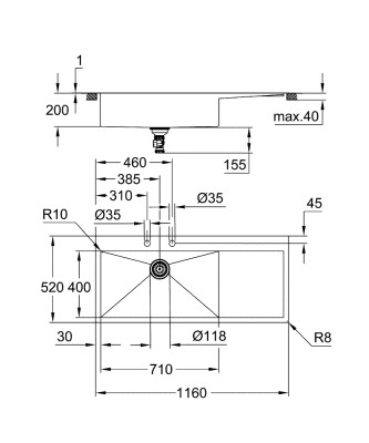 Grohe K1000 Damlalıklı paslanmaz çelik eviye - 31581SD1 - 2