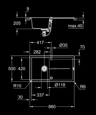 Grohe K400 Kompozit Siyah Granit Eviye 50C 86/50 - 31640AP0 - 2