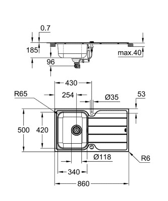 Grohe K500 Damlalıklı paslanmaz çelik eviye - 31571SD1 - 2