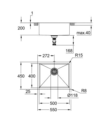 Grohe K700U Paslanmaz çelik eviye - 31574AL1 - 2