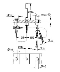 Grohe Lineare New 3 Delikli Banyo Kombinasyonu - 19965001 - 2