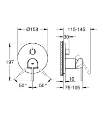 Grohe Plus 3 yollu Ankastre Banyo Bataryası - 24093003 - 2