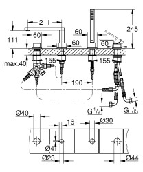 Grohe Plus Dört delikli küvet bataryası - 29307003 - 2
