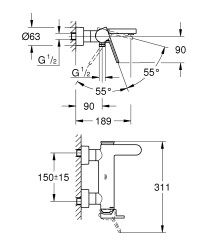 Grohe Plus Tek kumandalı banyo bataryası - 33553AL3 - 2