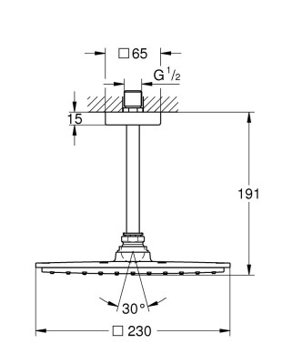 Grohe Rainshower Allure 230 Tavan çıkışlı tek akışlı tepe duşu 154 mm - 26065000 - 2