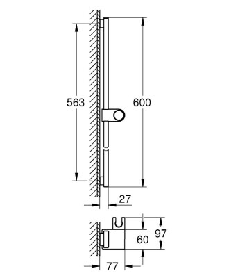 Grohe Rainshower Aqua Duş rayı, 600 mm - 1016730000 - 2