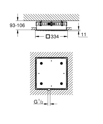 Grohe Rainshower Aqua Tek akışlı tepe duşu, iç gövde dahil - 26731000 - 2