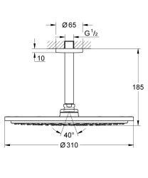 Grohe Rainshower Cosmopolitan 310 Tek Akışlı Tepe Duşu Seti 142 Mm, Brushed Warm Sunset, Brushed Nickel - 26067EN0 - 2