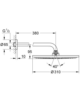 Grohe Rainshower Cosmopolitan 310 Tek Akışlı Tepe Duşu Seti 380 Mm, Brushed Warm Sunset - 26066DL0 - 2