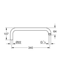 Grohe Rainshower Duş başlığı dirseği 340 mm - 14014000 - 2