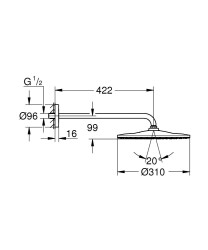 Grohe Rainshower Mono 310 Baş duş seti tavan 142 mm, 1 sprey - 26558A00 - 2