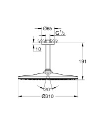 Grohe Rainshower Mono 310 Baş duş seti tavan 142 mm, 1 sprey - 26560DA0 - 2