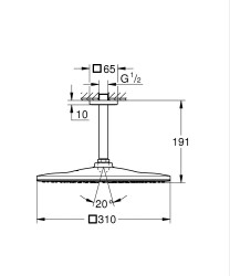 Grohe Rainshower Mono 310 Cube Tepe duşu seti 142 mm, tek akışlı - 26566AL0 - 2