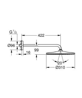 Grohe Rainshower Mono 310 Tek Akışlı Tepe Duşu Seti 422 Mm - 26557000 - 2