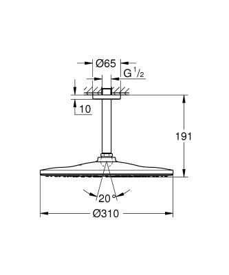 Grohe Rainshower Mono 310 Tepe duşu seti 142 mm, tek akışlı - 22122KF0 - 2