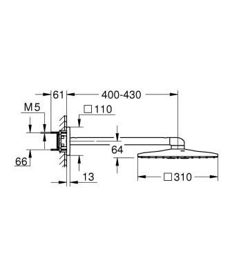 Grohe Rainshower SmartActive 310 Cube Tepe duşu seti 430 mm, 2 akışlı - 26479GN0 - 2