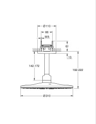 Grohe Rainshower SmartActive 310 Tepe duşu seti 142 mm, 2 akışlı - 22124KF0 - 2