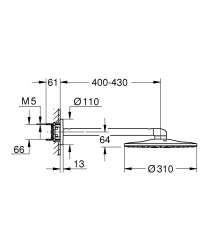 Grohe Rainshower SmartActive 310 Tepe duşu seti 430 mm, 2 akışlı - 26475DA0 - 2