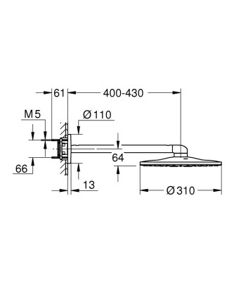 Grohe Rainshower SmartActive 310 Tepe duşu seti 430 mm, 2 akışlı - 26475DA0 - 2